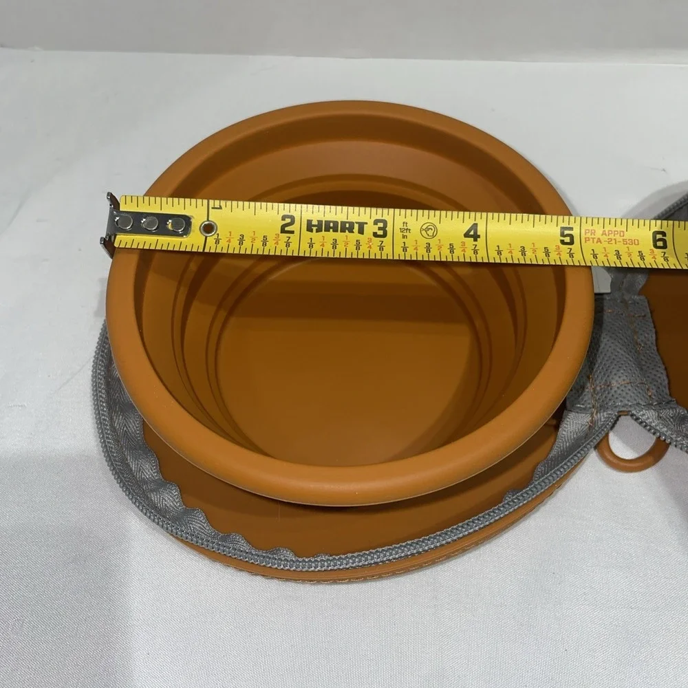 Alilang Portable Foldable Pet Feeding Bowl, Double Collapsible Case